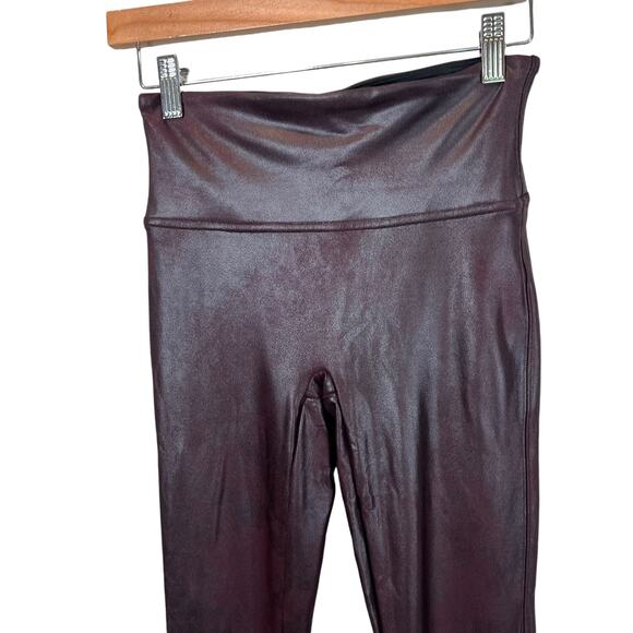 SPANX Mahogany Faux Leather Leggings Women's S - Picture 7 of 13